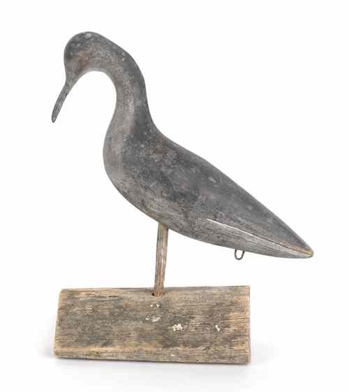 Appraisal: Carved and painted shore bird decoy th c l