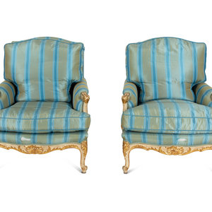 Appraisal: A Pair of Louis XV Style Painted and Parcel Gilt