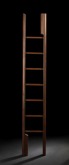 Appraisal: English Mahogany Folding Library Ladder folding out to a seven-rung