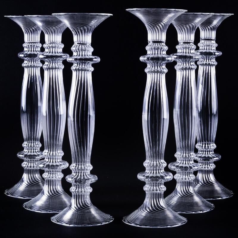 Appraisal: Set of Six Murano Glass Candlesticks x in diam Condition