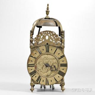 Appraisal: Richard Rayment Brass Lantern Clock Bury c Roman numeral chapter