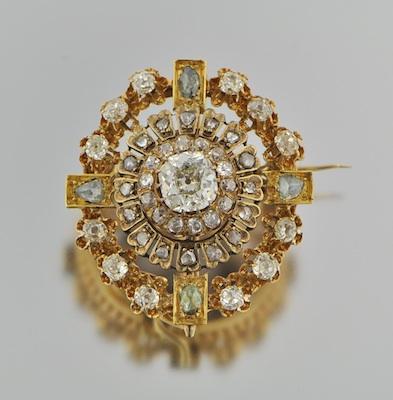 Appraisal: A Victorian Diamond Brooch Carat Center k yellow gold brooch