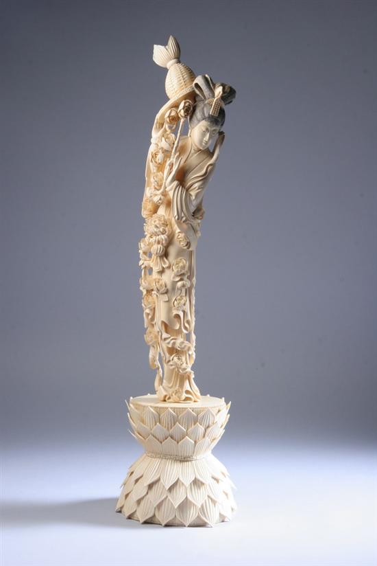 Appraisal: CHINESE IVORY FIGURE OF MEIREN Standing wearing high chignon -