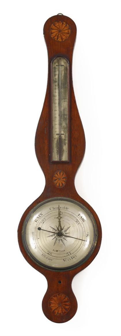 Appraisal: English mahogany inlaid barometer early th century H in The