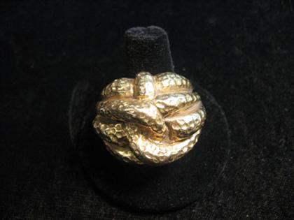 Appraisal: karat yellow gold love knot ring contemporary Hammered finish Ring