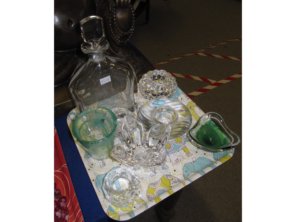 Appraisal: Tray lot of assorted contemporary glass to include Kosta Boda