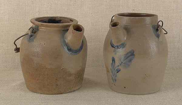 Appraisal: Two stoneware batter jugs th c one impressed Sipe Nichols