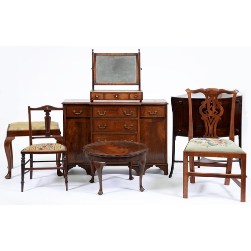 Appraisal: A breakfront side cabinet two chairs Sutherland table washstand toilet