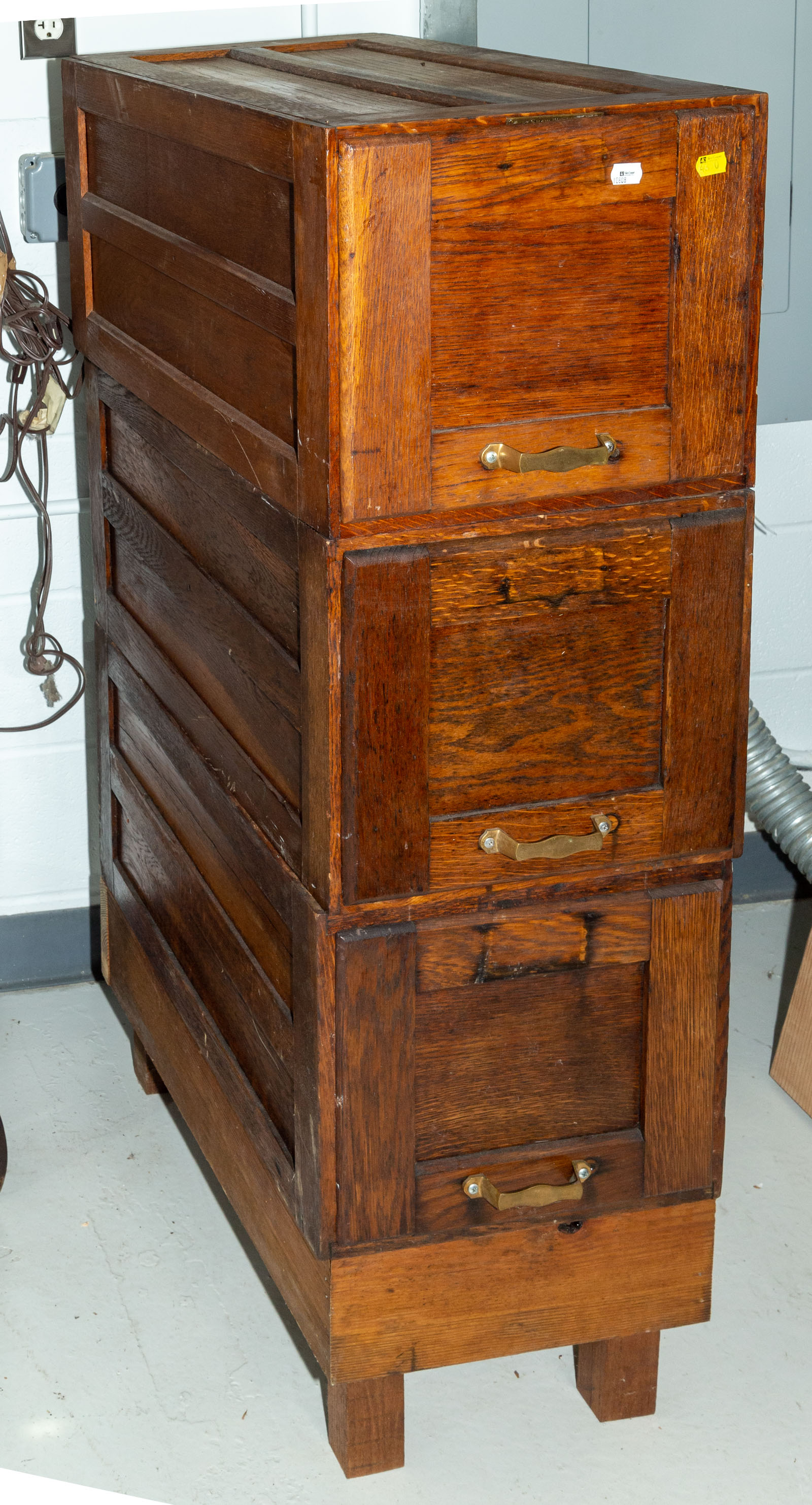 Appraisal: SHAW-WALKER OAK MODULAR FILE CABINET Early th century comprising three