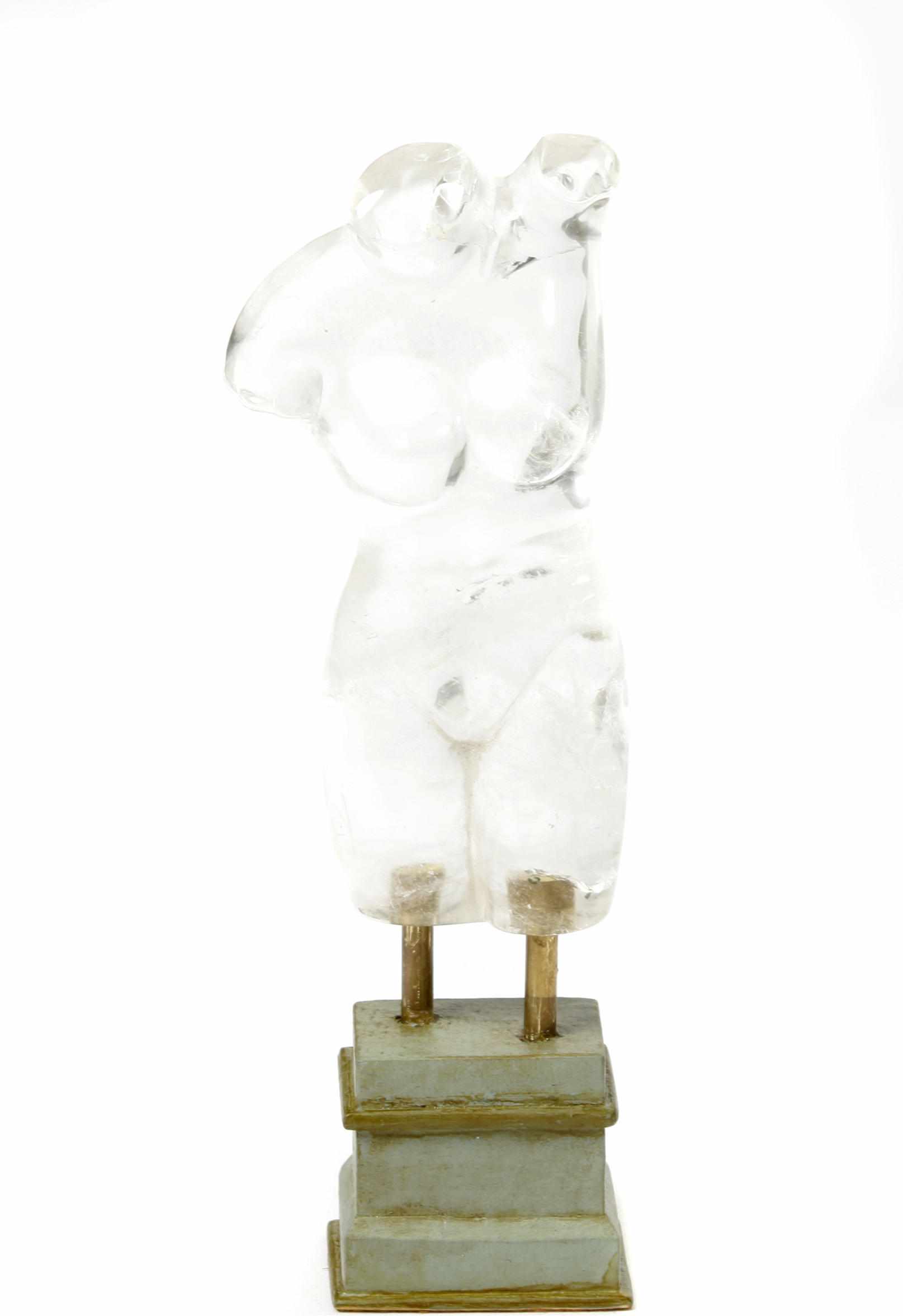 Appraisal: A rock crystal figure of a torso on stand total