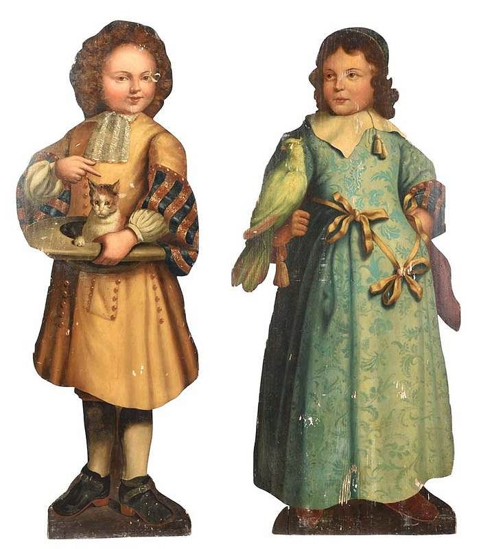 Appraisal: Two Paint Decorated Figural Dummy Boards British possibly late th