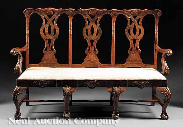 Appraisal: A Continental Carved and Parcel Gilt Triple Chairback Settee th