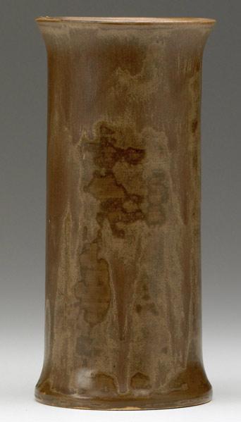 Appraisal: GRAND FEU Cylindrical vase covered in an exceptional cafe-au-lait crystalline