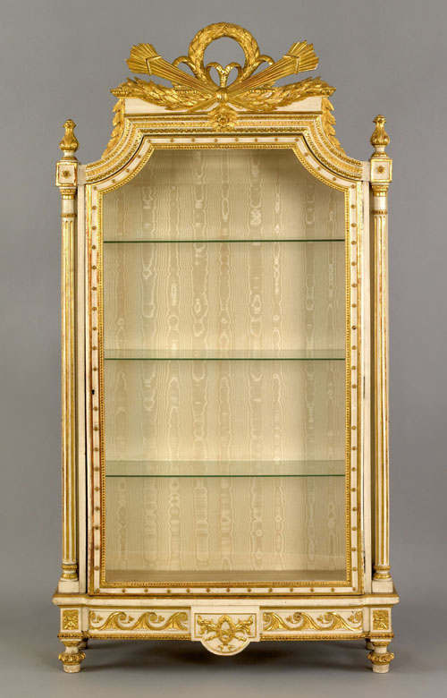 Appraisal: French Louis XV style gilt and ivory painted curio th