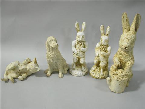 Appraisal: GROUP OF SMALL GARDEN SCULPTURES The white-painted group comprising a