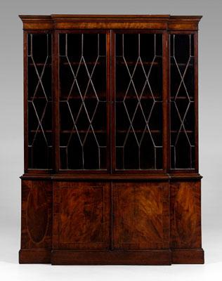 Appraisal: George III mahogany breakfront of narrow proportions with highly figured