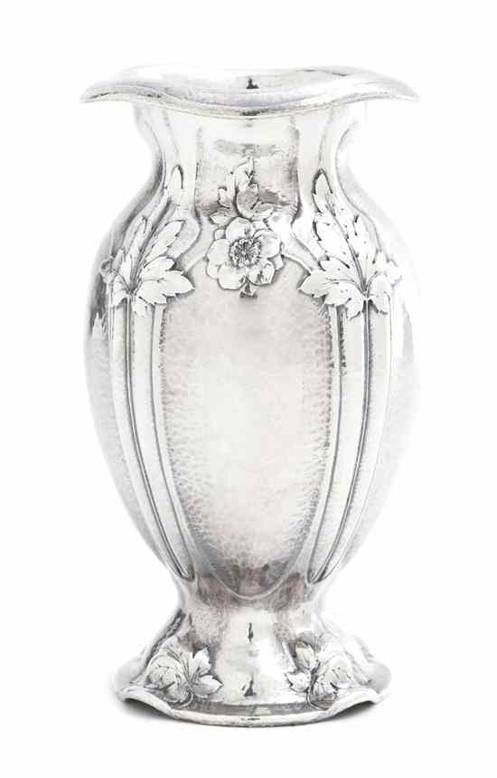 Appraisal: An American Silver Vase Gorham Mfg Co Martele of lobed