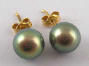 Appraisal: A pair of grey cultured pearl ear studs pearls approx