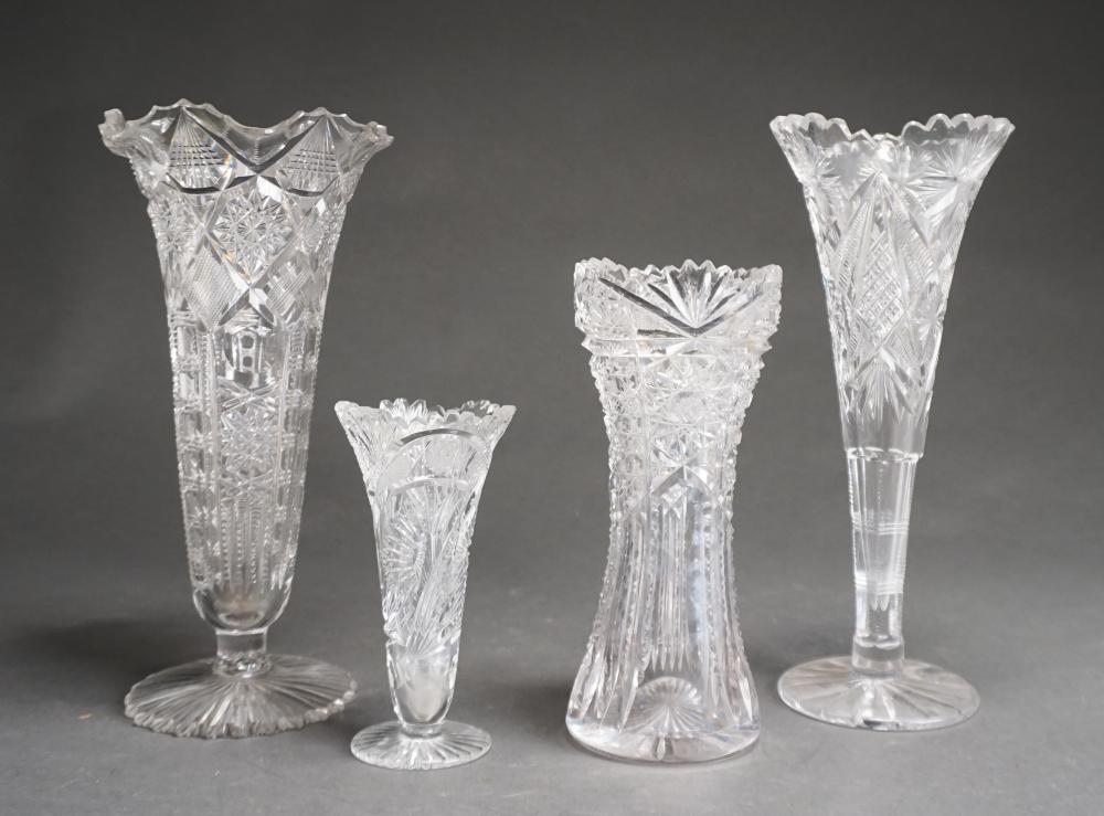 Appraisal: FOUR BRILLIANT CUT AND OTHER CRYSTAL VASES H OF TALLEST