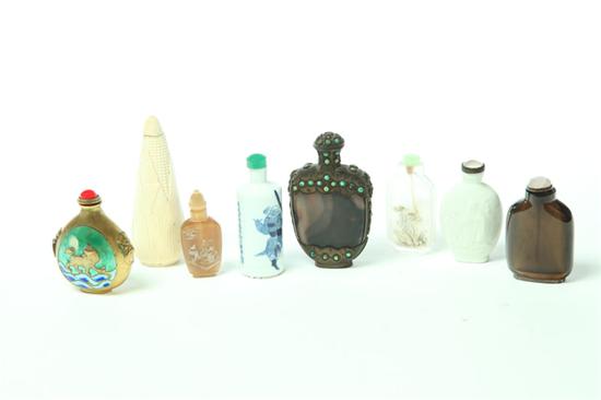 Appraisal: EIGHT SNUFF BOTTLES Asian th century One reverse painted one