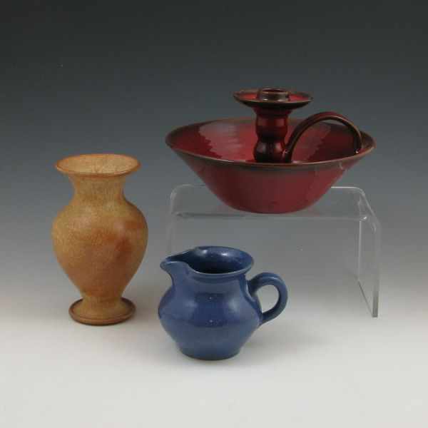 Appraisal: Three-piece lot of Southern Carolina pottery including a vase pitcher