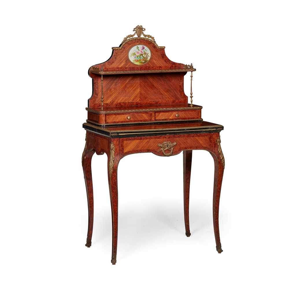 Appraisal: FRENCH KINGWOOD AND AMBOYNA BONHEUR DU JOUR LATE TH CENTURY