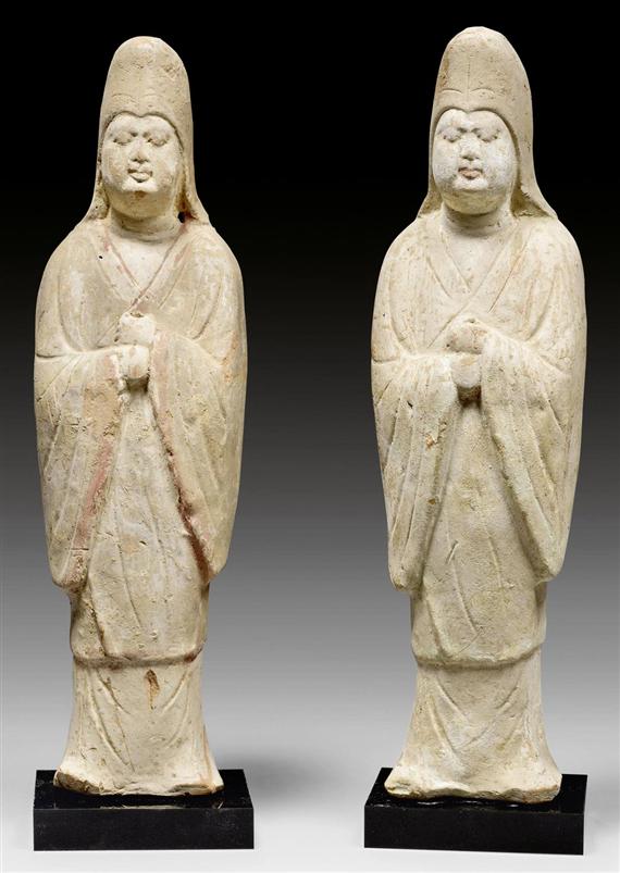 Appraisal: A PAIR OF TERRACOTTA LADIES China Tang dynasty height cm