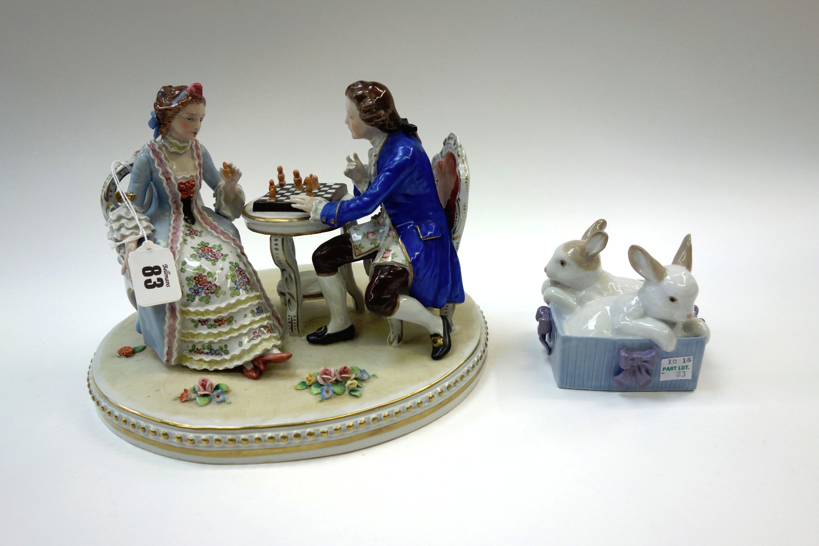 Appraisal: A German porcelain figure group th century 'The Chess Players'