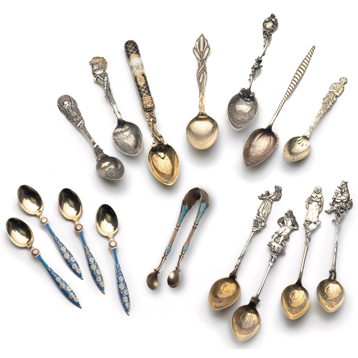 Appraisal: Sterling demi spoons four with blue enameled handles marked l