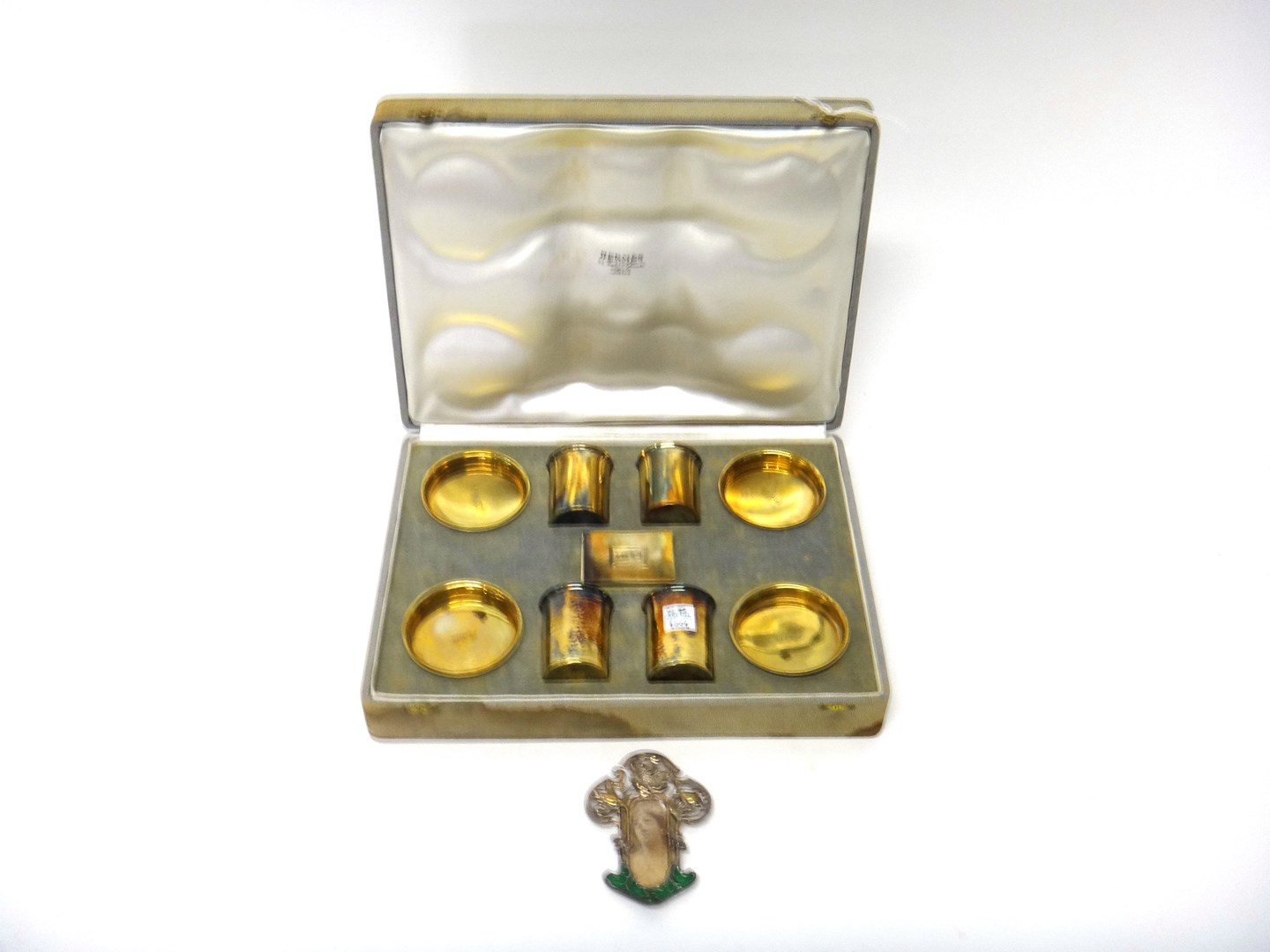 Appraisal: A French Hermes silver gilt set of Smoker's Requisites for