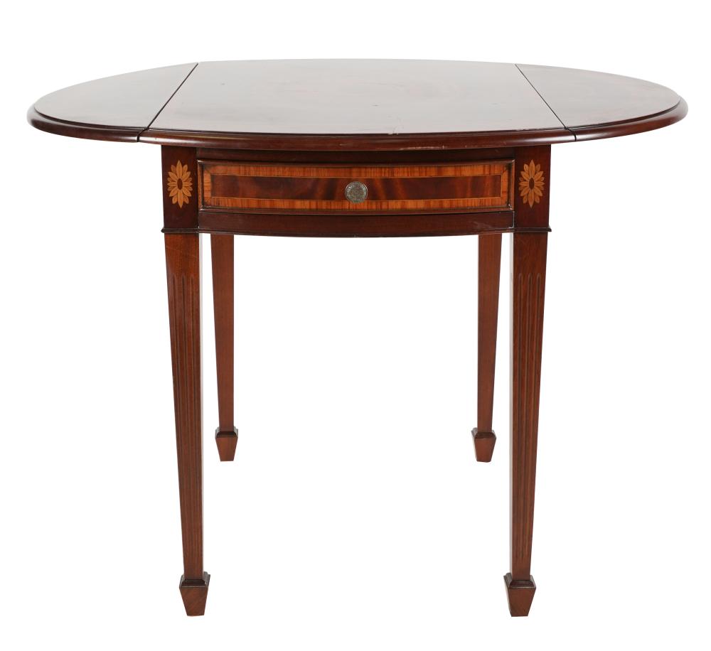 Appraisal: ITALIAN DROP-LEAF TABLEstained wood with faux marquetry decoration stamped Made