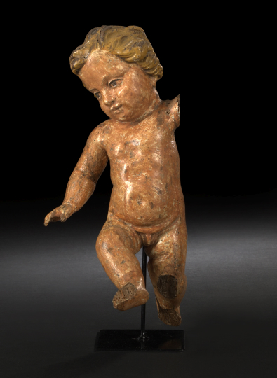 Appraisal: Attractive Italian Carved Polychromed and Parcel-Gilt Wooden Figure of a