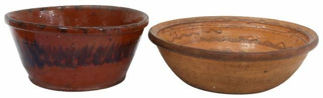 Appraisal: lot of American slip-decorated redware bowls th c comprising New