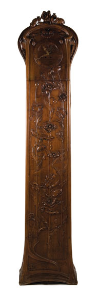 Appraisal: French Art Nouveau Carved Walnut Tall Clock Case Estimate -