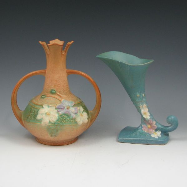 Appraisal: Two pieces of Roseville Cosmos including a brown - vase