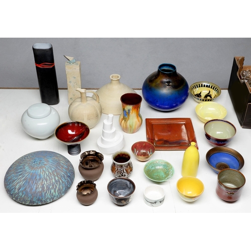 Appraisal: Studio pottery A collection of th c British ceramics including