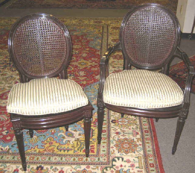 Appraisal: SET OF EIGHT LOUIS XVI STYLE DINING CHAIRS Plain oval