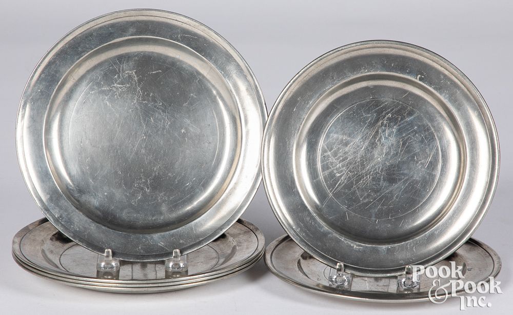 Appraisal: Six Philadelphia Love pewter plates th c Six Philadelphia Love