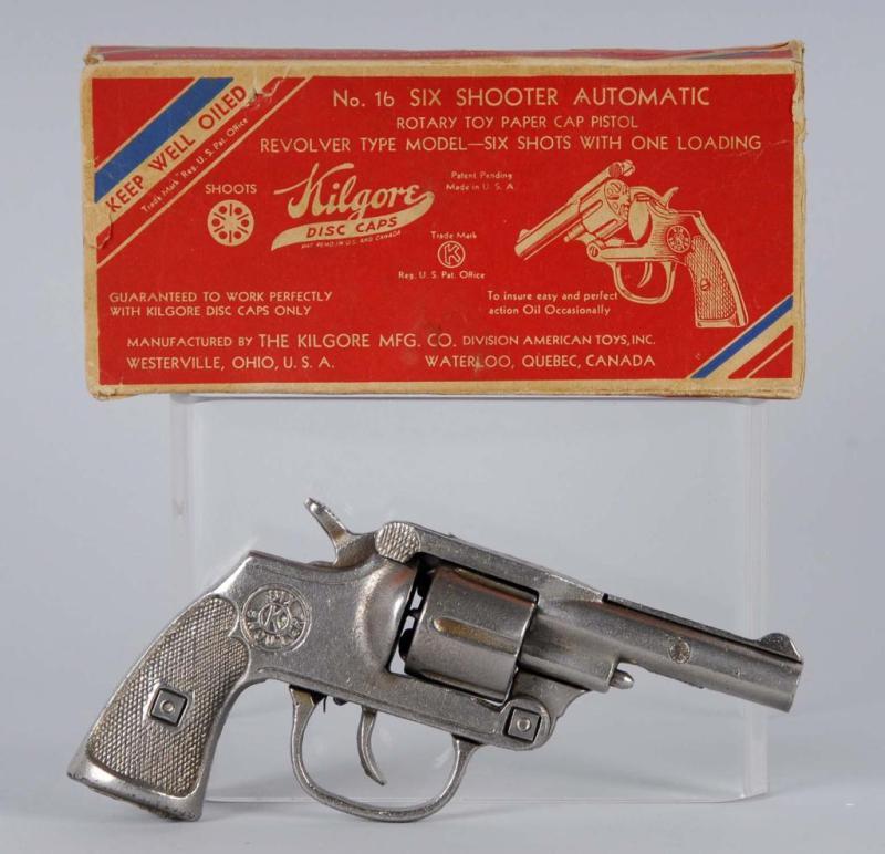 Appraisal: Cast Iron Kilgore No Six-Shooter Cap Gun Description Includes box