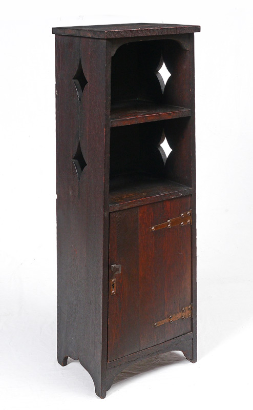 Appraisal: ARTS CRAFTS BOOKSHELF Diminutive book shelf with single shelf over