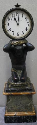 Appraisal: Caldwell EP Bronze Figural Clock on Marble Base E P