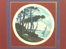 Appraisal: A framed and glazed lithograph tondo of a coastal scene