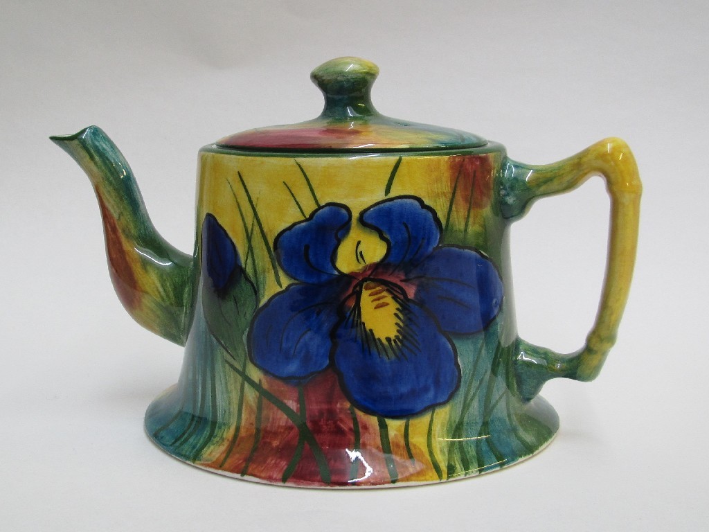 Appraisal: A Wemyss Jazzy Ware teapot painted with irises painted black