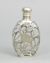 Appraisal: A Sterling Silver Overlay And Glass Flask A glass flask