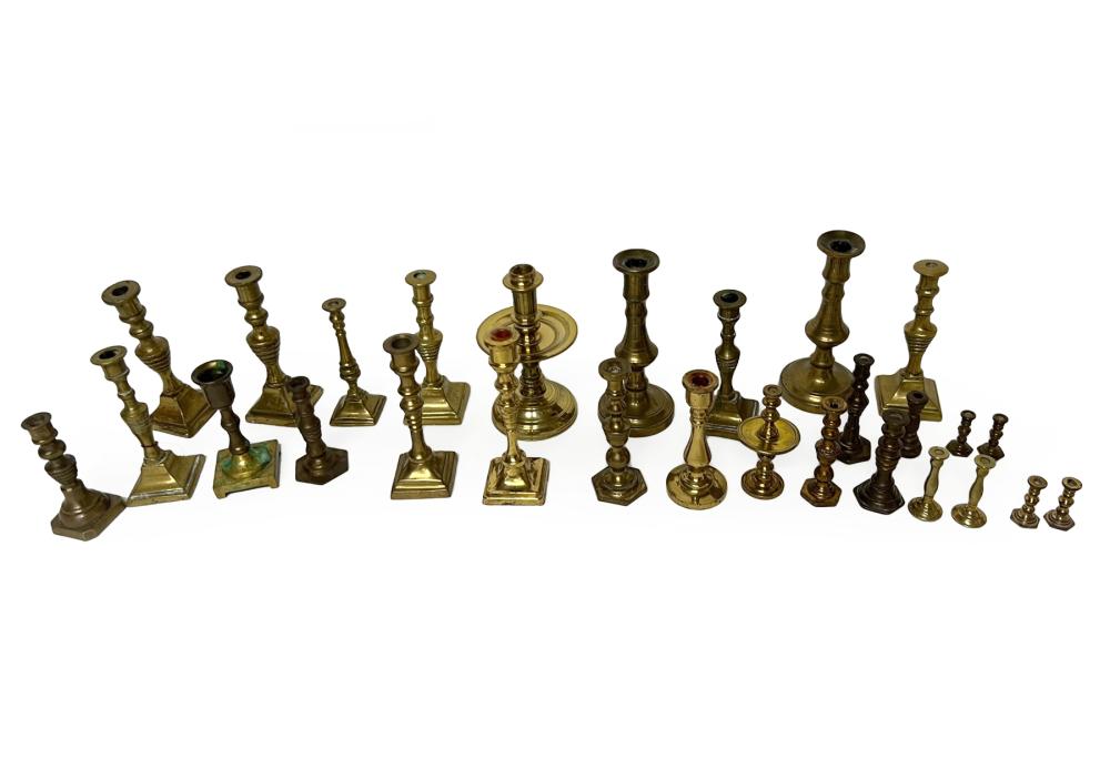 Appraisal: LARGE COLLECTION OF MINIATURE BRASS CANDLESTICKSLarge Collection of Miniature Brass