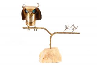 Appraisal: Signed Copper Brass Owl on Branch C Jere C Jer