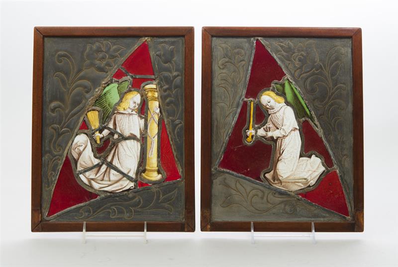 Appraisal: PAIR OF NORTHERN RENAISSANCE LEADED AND STAINED GLASS PANELS x