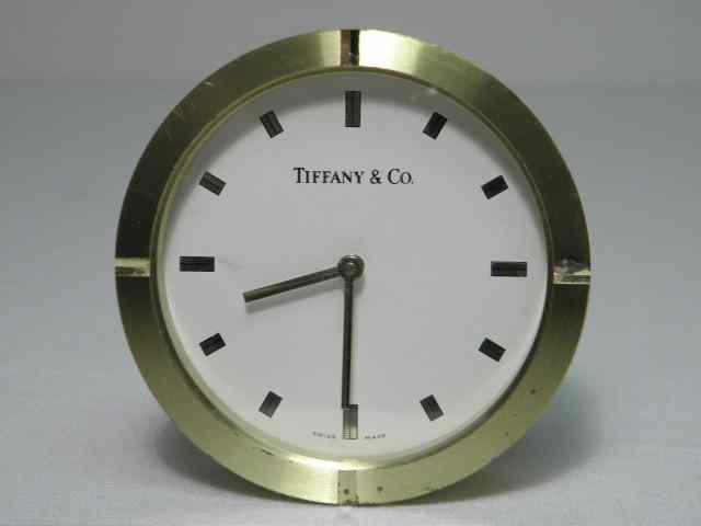 Appraisal: Tiffany Co gold tone travel clock Conical design with groove