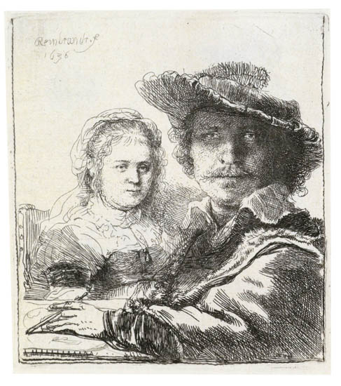 Appraisal: REMBRANDT VAN RIJN Self Portrait with Saskia Etching x mm