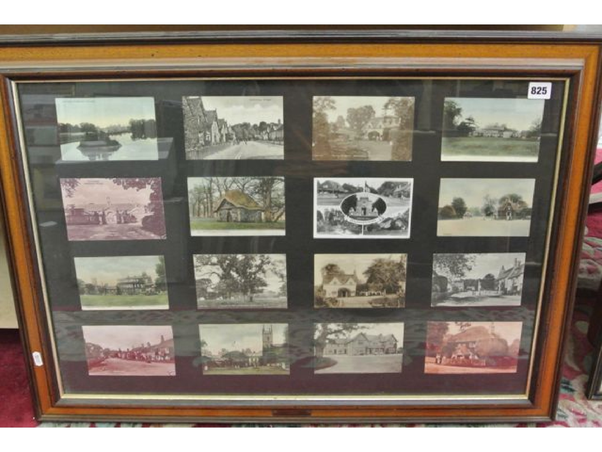 Appraisal: A framed group of twelve vintage postcards - Badminton House